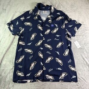 Ford Mustang Button-Up Shirt Car Print Short Sleeve‎ Graphic Top Large